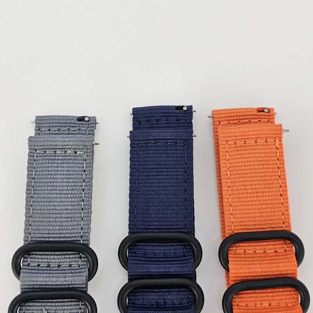 3X Men's Watch Bands 22MM Gray Blue Orange Canvas Watch Band Strap Quick Release